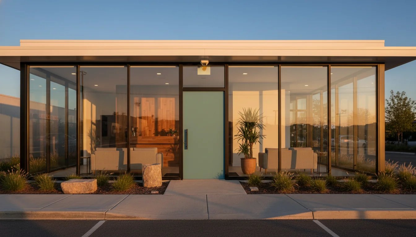 Advanced Vitality clinic exterior at golden hour